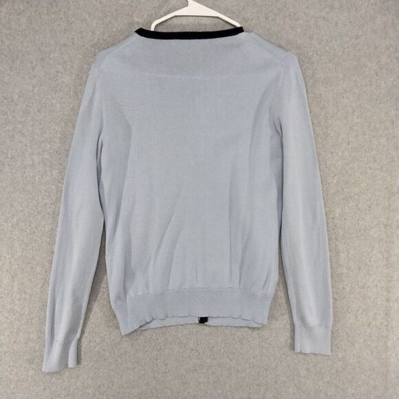 Brooks Brothers 346 Cardigan Sweater Wmns Small Supima Cotton Light Blue Black - Picture 8 of 11
